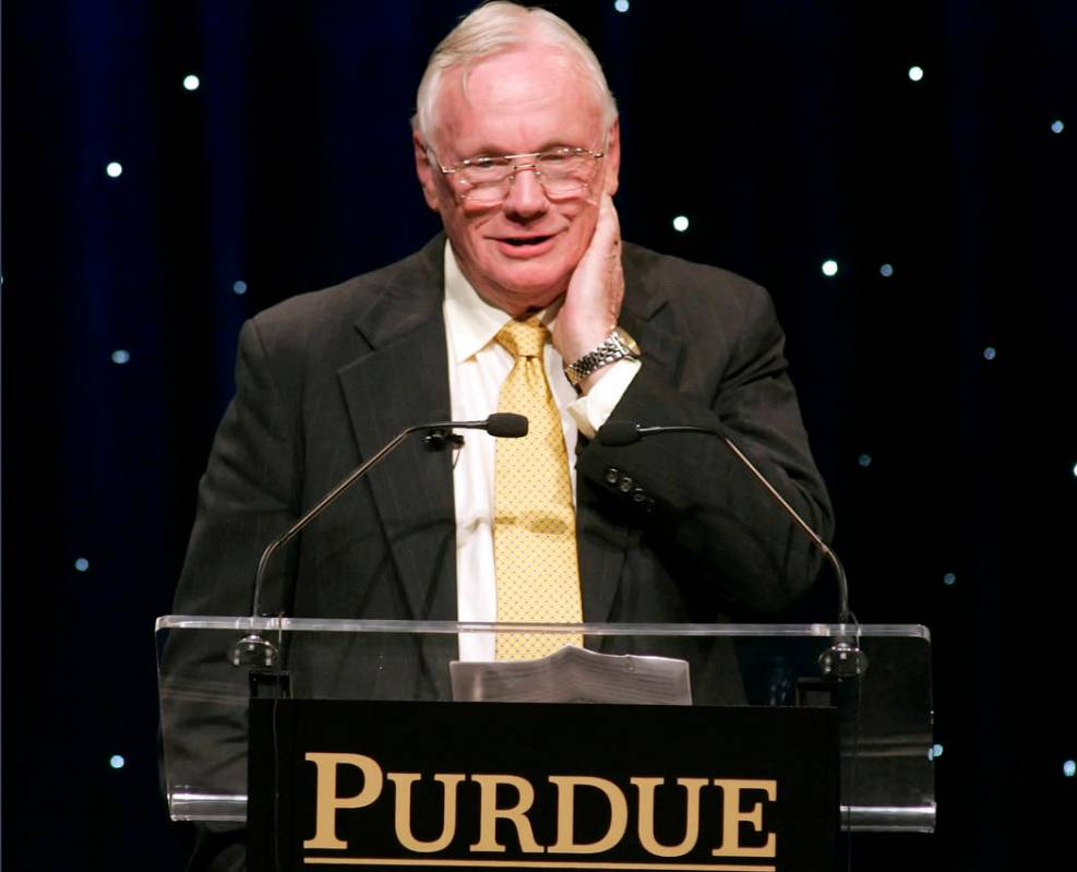 FILE - In this Friday, Oct. 26, 2007 file photo, former astronaut Neil Armstrong speaks during ...