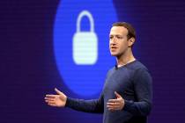 In a May 1, 2018, file photo, Facebook CEO Mark Zuckerberg delivers the keynote speech at F8, F ...