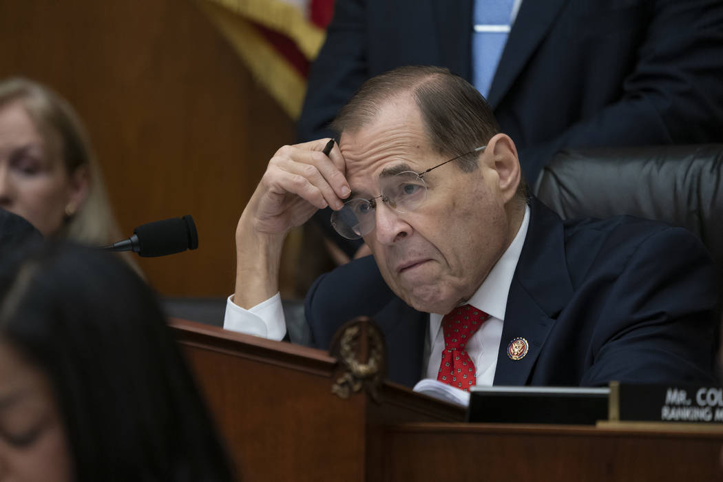 House Judiciary Committee Chairman Jerrold Nadler, D-N.Y., listens as former special counsel Ro ...