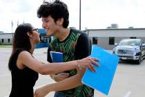 U.S. citizen Francisco Galicia, 18, gets a hug from his attorney, Claudia Galan, after his rele ...