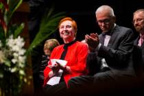 UNLV School of Medicine Dean Barbara Atkinson and Samuel Parrish, senior associate dean for stu ...