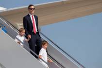 White House senior adviser Jared Kushner and his children Theodore Kushner, left, and Joseph Ku ...