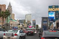 The skyline of the Strip facing north on Thursday, May 9, 2019, in Las Vegas. (Benjamin Hager/L ...