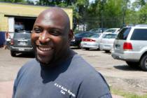 In a July 23, 2019, photo, auto repairman Terrance Holmes is interviewed in Detroit. When Barac ...