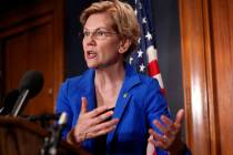 Sen. Elizabeth Warren, D-Mass., speaks about a bill to cancel student loan debt, Tuesday, July ...