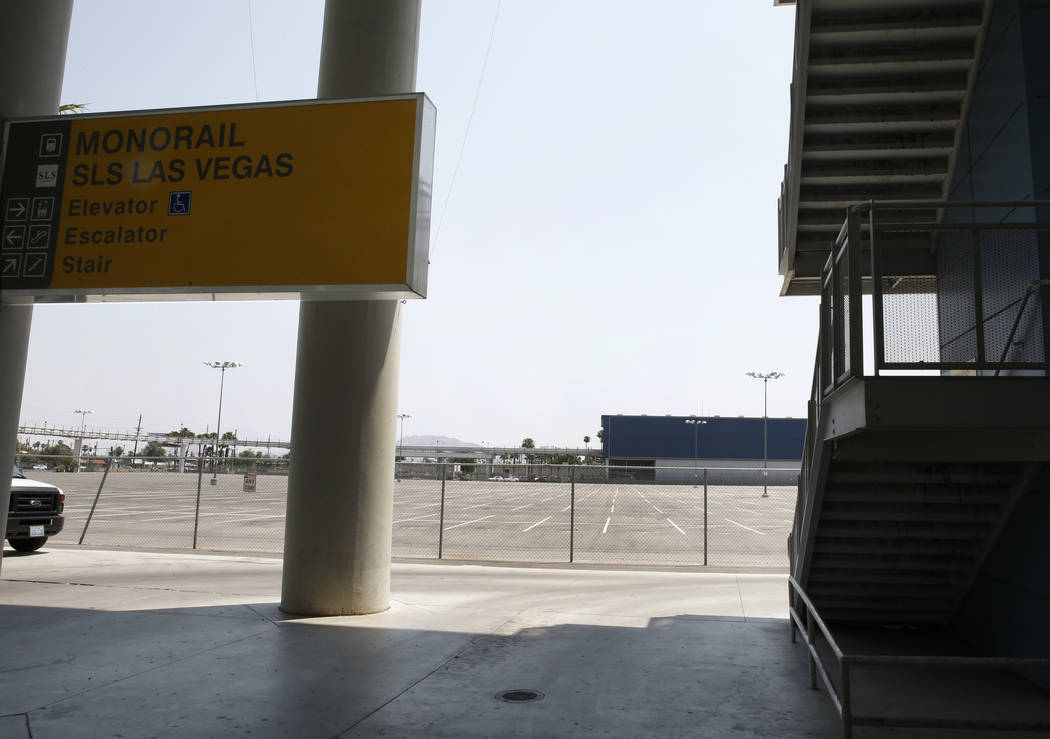 A vacant property as seen from Monorail SLS Las Vegas station at the corner of Sahara Avenue an ...