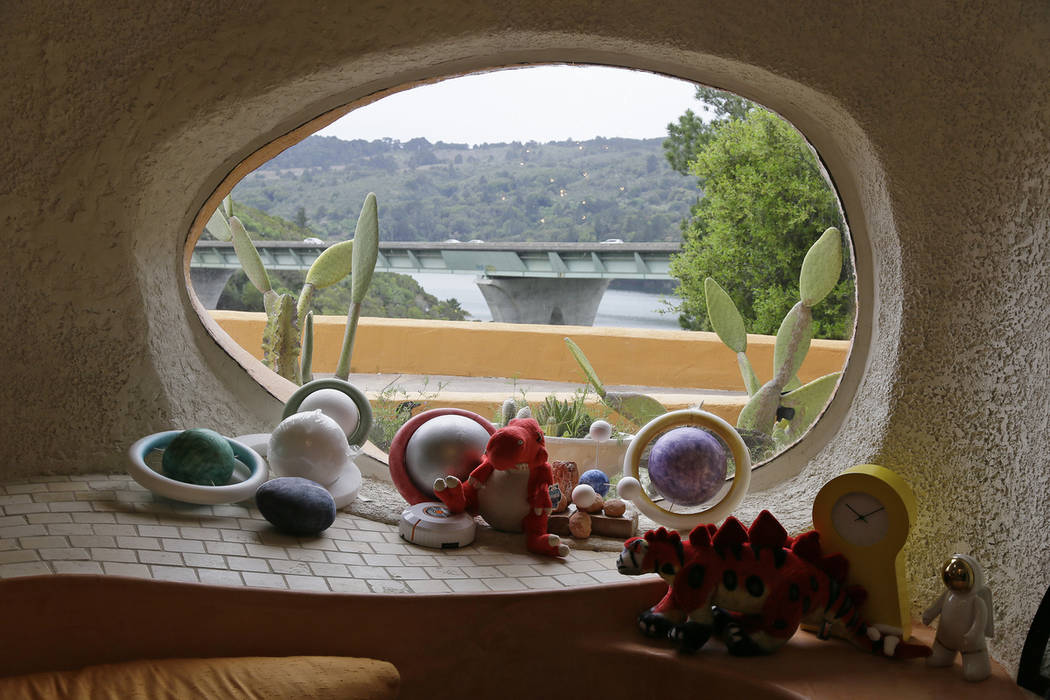 In this photo taken Monday, April 1, 2019, a window in a sunken room called "The Happy Pla ...