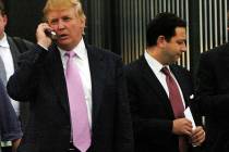FILE - In this Sept. 14, 2005, file photo, real estate developer Felix Sater, right, stands nex ...