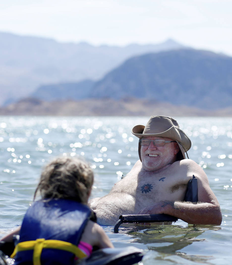 Jason Gardiner of Pahrump cools off at Boulder Beach at the Lake Mead National Recreation Area ...