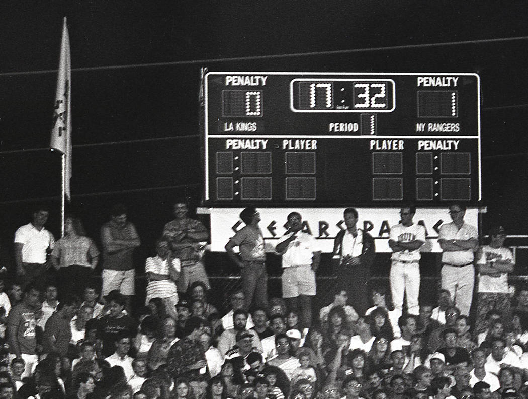 Scenes from an outdoor NHL exhibition game between the New York Rangers and the Los Angeles Kin ...