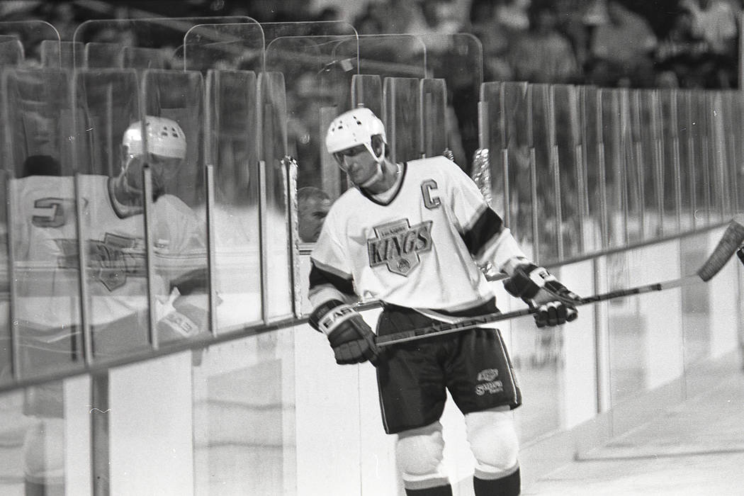 Scenes from an outdoor NHL exhibition game between the New York Rangers and the Los Angeles Kin ...