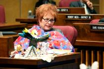 FILE - In this May 3, 2018, file photo State Sen. Sylvia Allen keeps warm during a late-night s ...