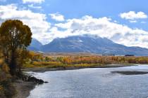 An Oct. 8, 2018, file photo, shows emigrant Peak rising above the Paradise Valley and the Yello ...