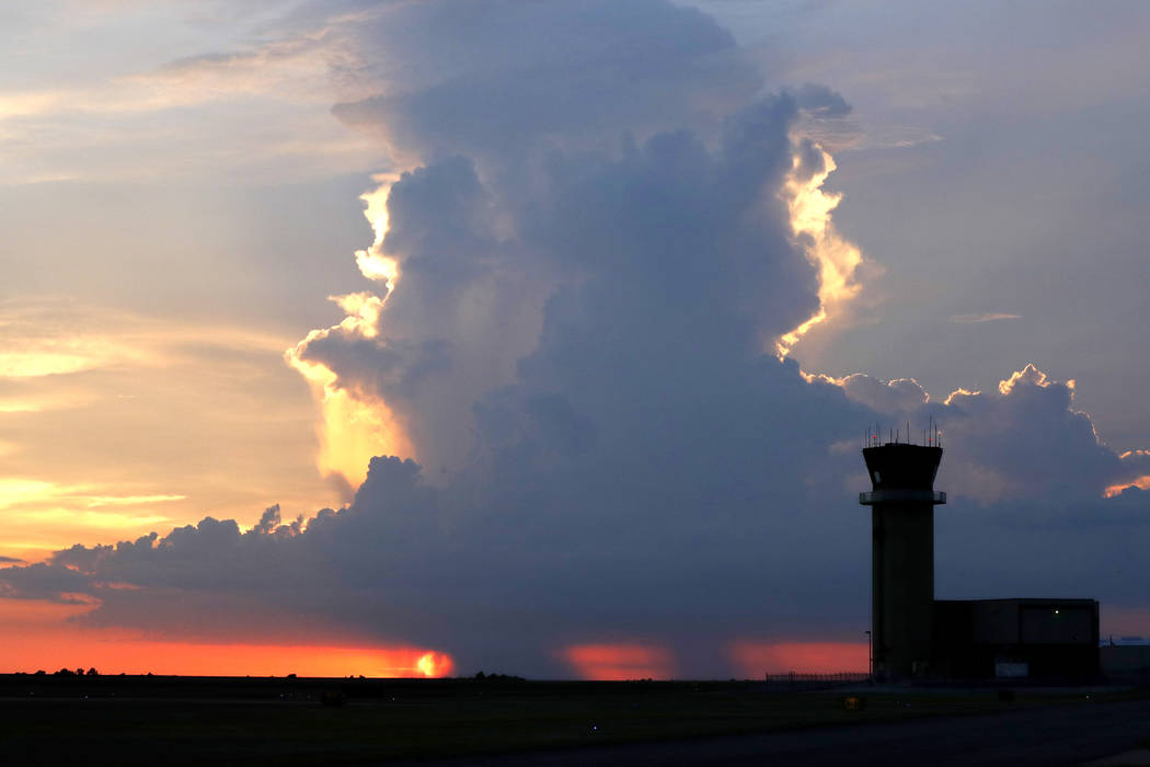 In this July 15, 2018 photo, the New Orleans Lakefront Airport air traffic control tower is see ...