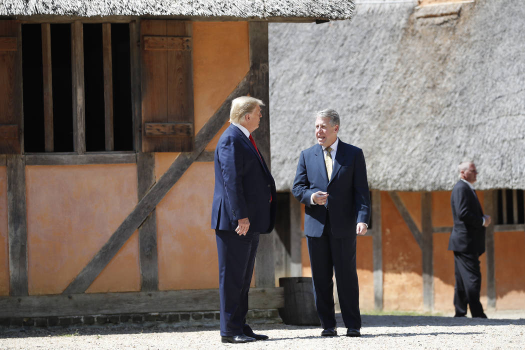 President Donald Trump tours the old Jamestown Settlement with Jamestown-Yorktown Foundation ex ...