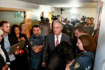 Robert C. O'Brien, U.S. Special Envoy Ambassador, centre, arrives at the district court where U ...