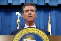 This July 23, 2019 photo shows California Gov. Gavin Newsom during a news conference in Sacram ...