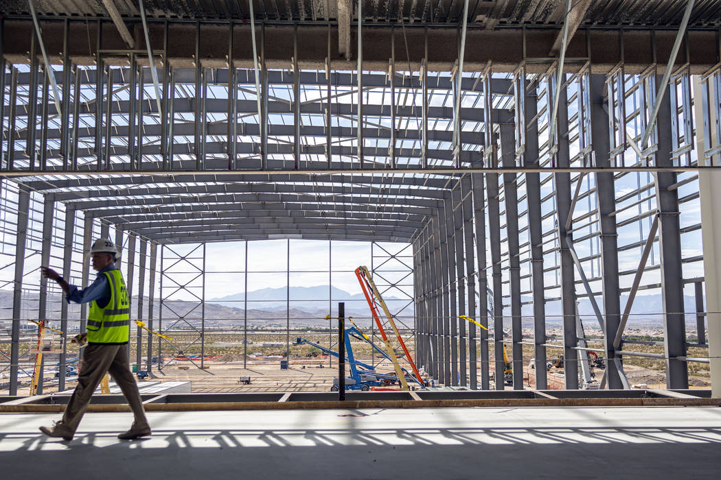 Don Webb, chief operating officer of the LV Stadium Co., gives a tour of the Raiders' headquart ...