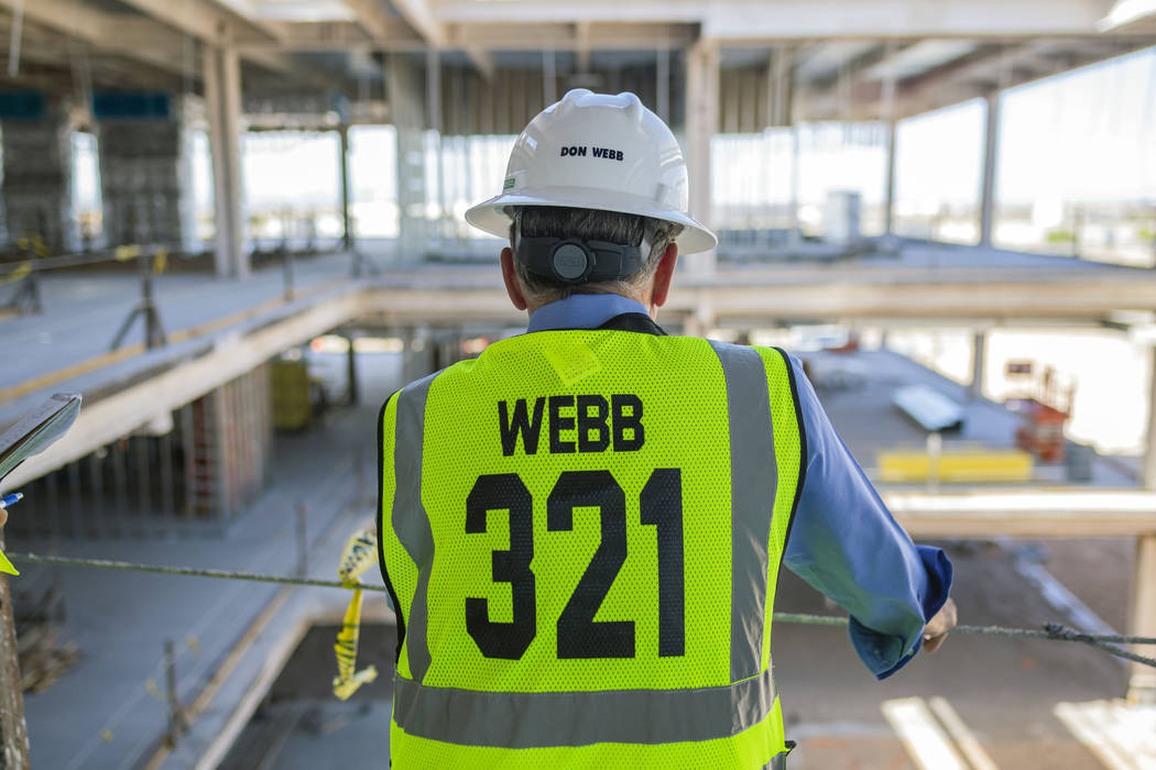 Don Webb, chief operating officer of the LV Stadium Co., gives a tour of the Raiders' headquart ...