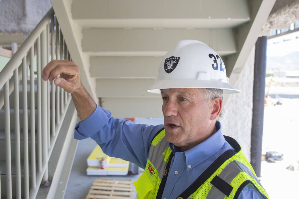 Don Webb, chief operating officer of the LV Stadium Co., gives a tour of the Raiders' headquart ...