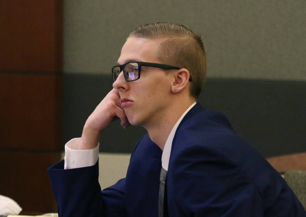 Kody Harlan, 17, appears in court at the Regional Justice Center on Wednesday, July 31, 2019, i ...