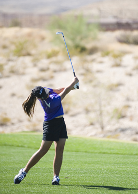 MARTIN S. FUENTES/LAS VEGAS REVIEW JOURNAL Brittany Whatley, of Silverado High School, compe ...