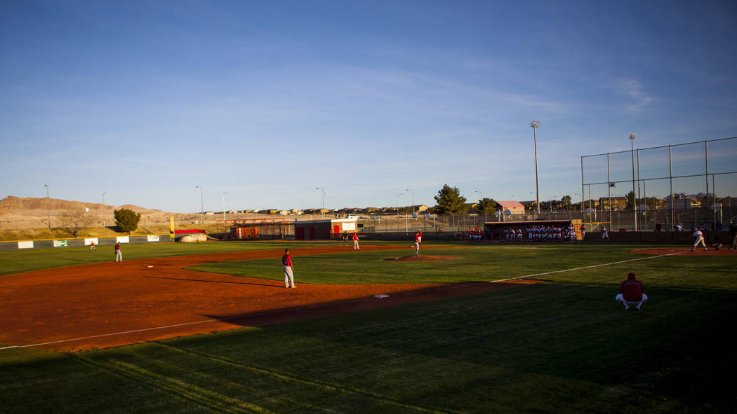 The Las Vegas Wildcats compete against Liberty High School during a baseball game at Las Veg ...