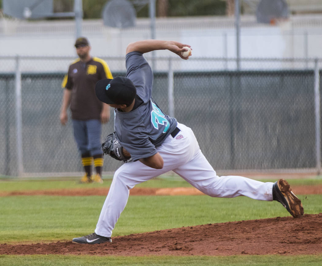 Silverado pitcher Jerald Murray (38) pitches the ball during a baseball game against Bonanza ...