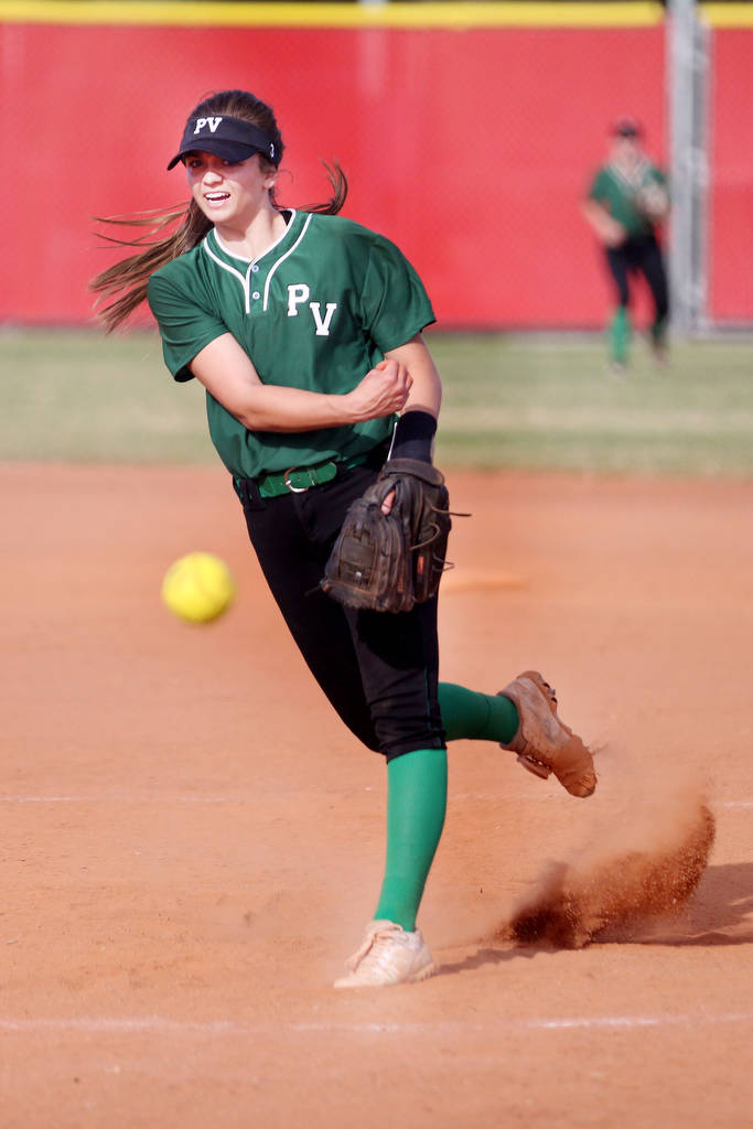 Palo Verde’s Taylor Askland (3) pitches during a game against Arbor View at Arbor View ...
