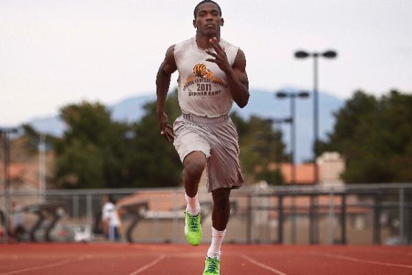 Bonanza running back Jayveon Taylor, shown at track and field practice on March 7, edged Leg ...