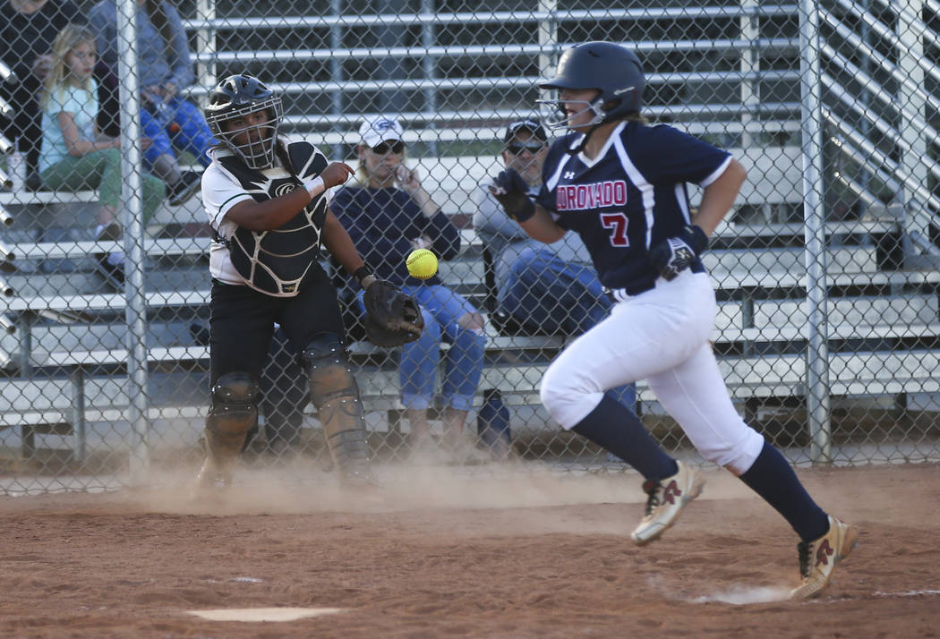 Rancho’s Yvette Sanchez (15) throws the ball as Coronado’s Ashley Ward (7) heads ...