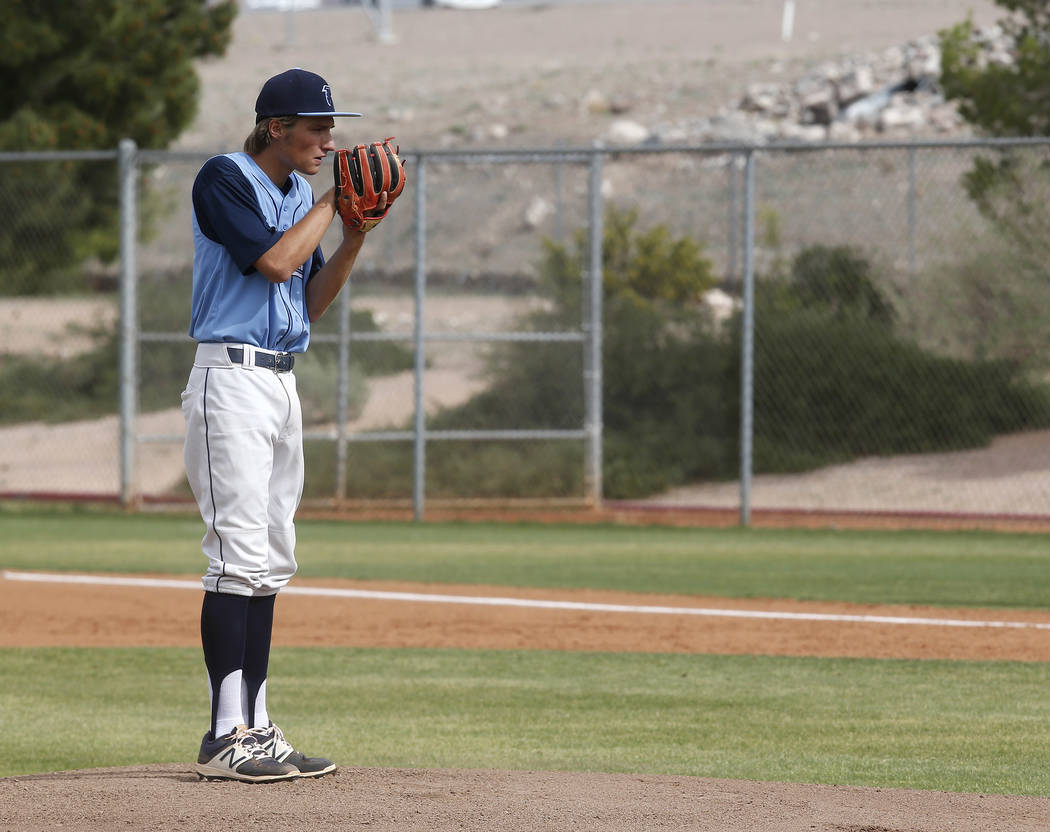 Foothill’s Kelton Lachelt (34) prepares to pitch during the first inning of a high sch ...