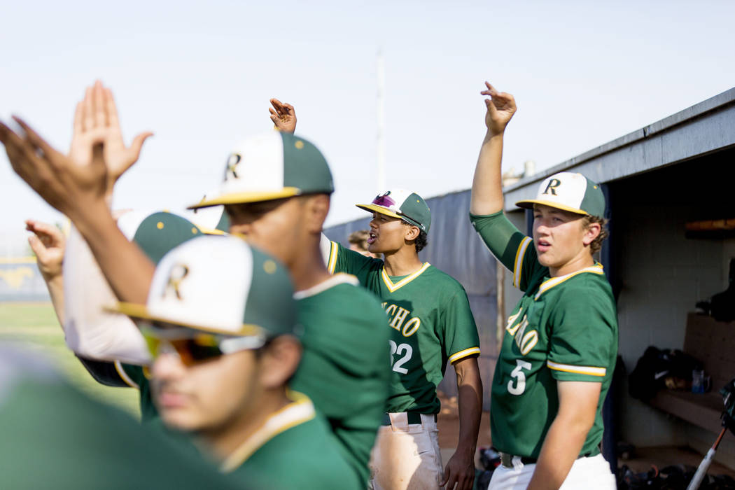 Rancho cheers on their team during a game against San Pedro High School (Calif.) at Shadow R ...