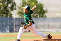 Rancho’s Anthony Guzman (27) pitches against San Pedro (Calif.) at Shadow Ridge High S ...