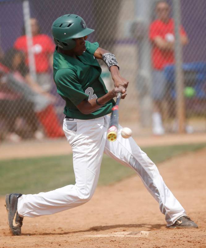 Palo Verde’s Scott Cosby (2) swings during the second inning of a high school baseball ...