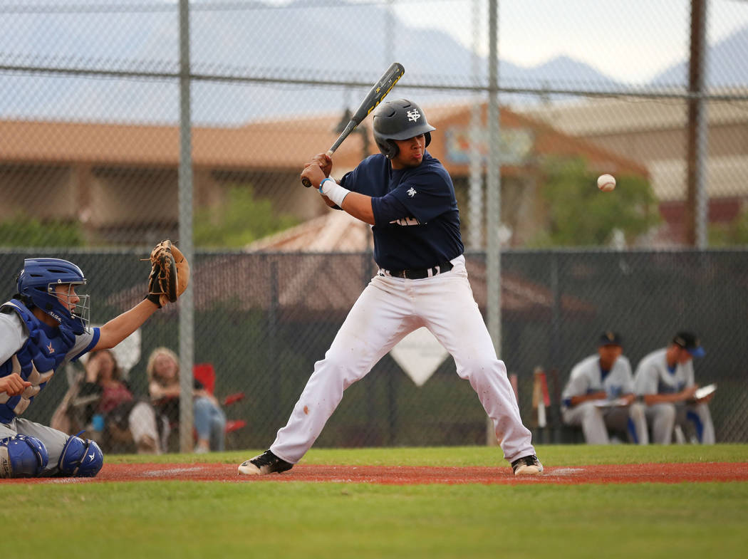 Spring Valley’s Humberto Maldonado bats during a game against Sierra Vista at Spring V ...