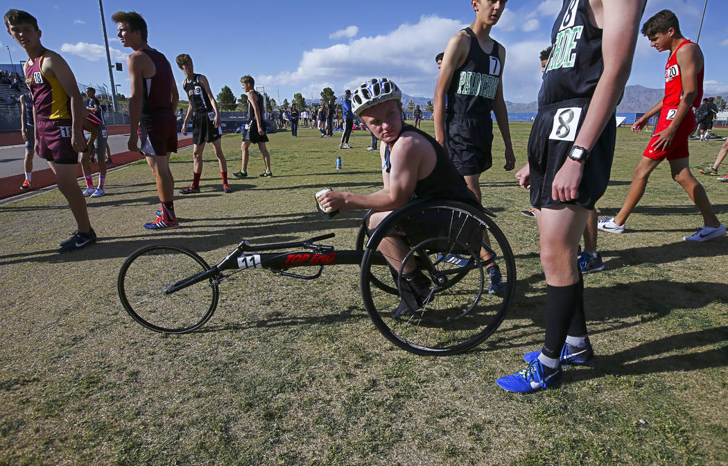 Palo Verde’s Ben Slighting, who competes in a wheelchair, gets ready for the 1600-mete ...