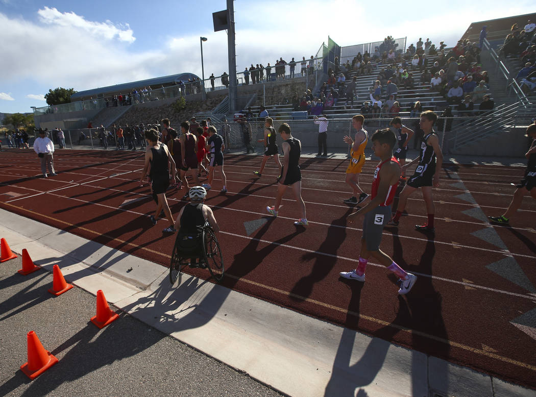 Palo Verde’s Ben Slighting, who competes in a wheelchair, before the 1600-meter run du ...