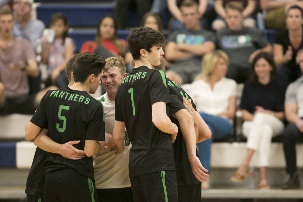 Palo Verde players gather after a play during a match against Centennial for the Sunset Regi ...