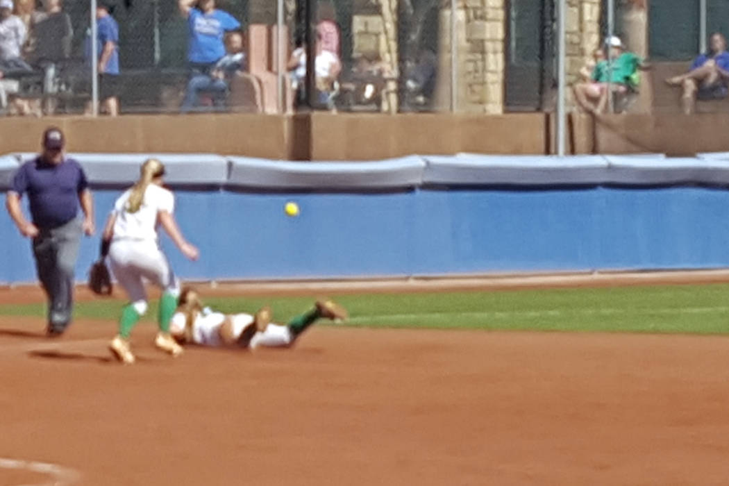 Palo Verde shortstop Ally Snelling attempts to make a diving catch in the second inning of t ...