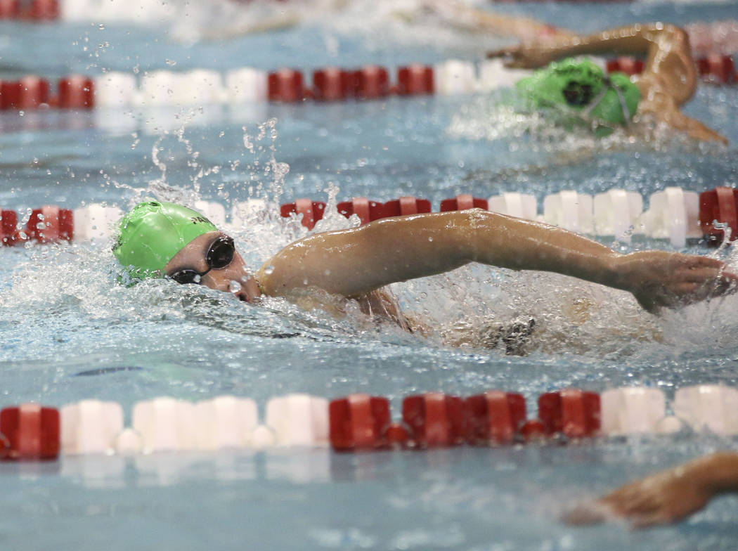 Palo Verde’s Chloe Freeman competes in the 500 yard freestyle during the Sunset Region ...