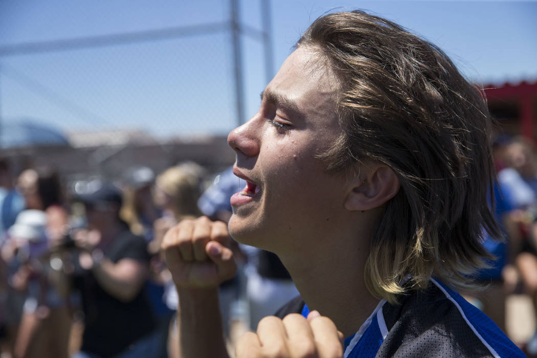 Basic’s Dominic Opipari is emotional after defeating Galena in the NIAA Class 4A State ...