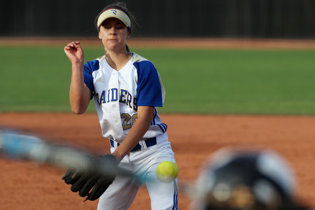 Reed pitcher Julia Jensen throws to Palo Verde during their Division I state tournament game ...