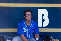 Bishop Gorman’s Austin Wells in the dugout during the second inning against Spring Val ...