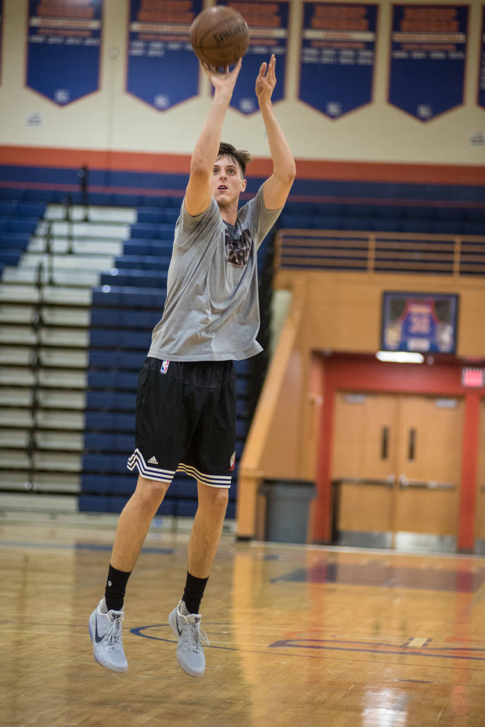 Portland Trail Blazers rookie Zach Collins trains at alma mater Bishop Gorman High School on ...