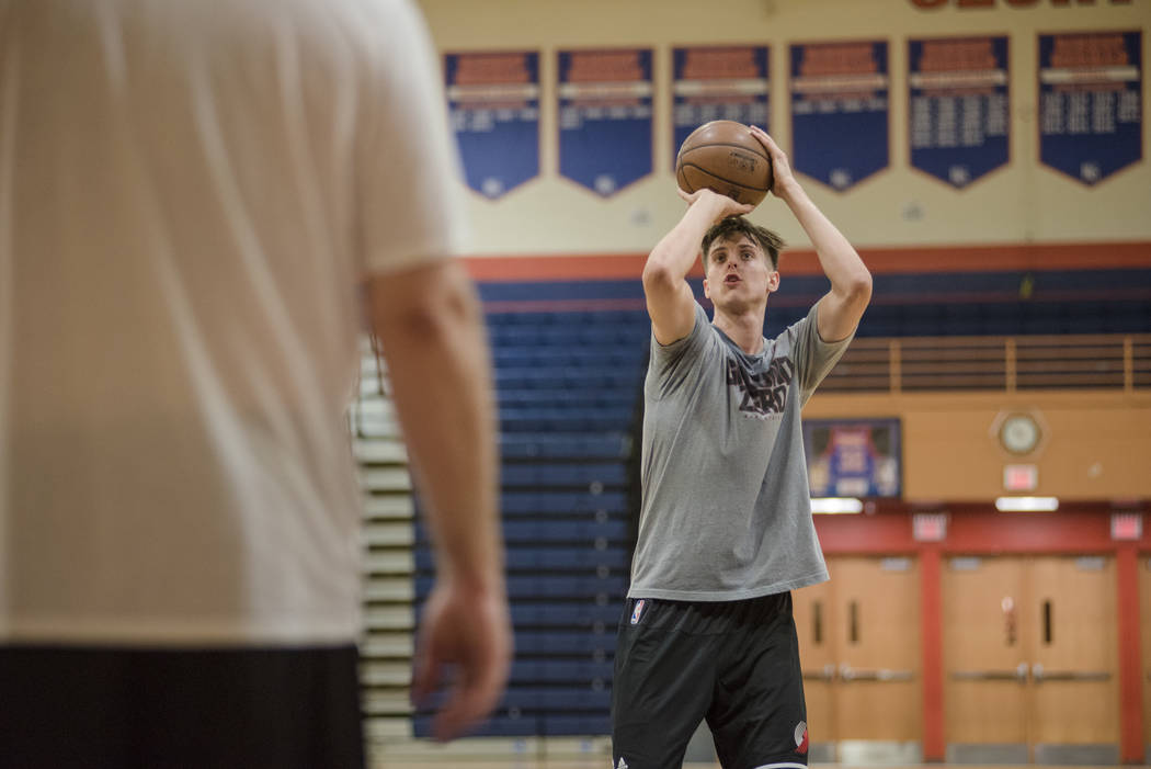 Portland Trail Blazers rookie Zach Collins trains at alma mater Bishop Gorman High School on ...