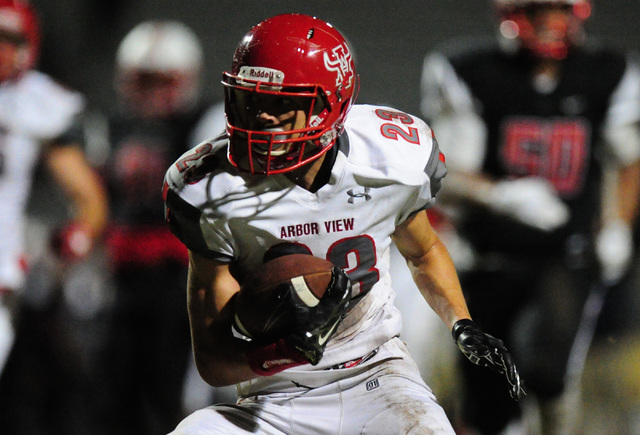 Arbor View running back Deago Stubbs scores a touchdown against Liberty, however, the touchd ...
