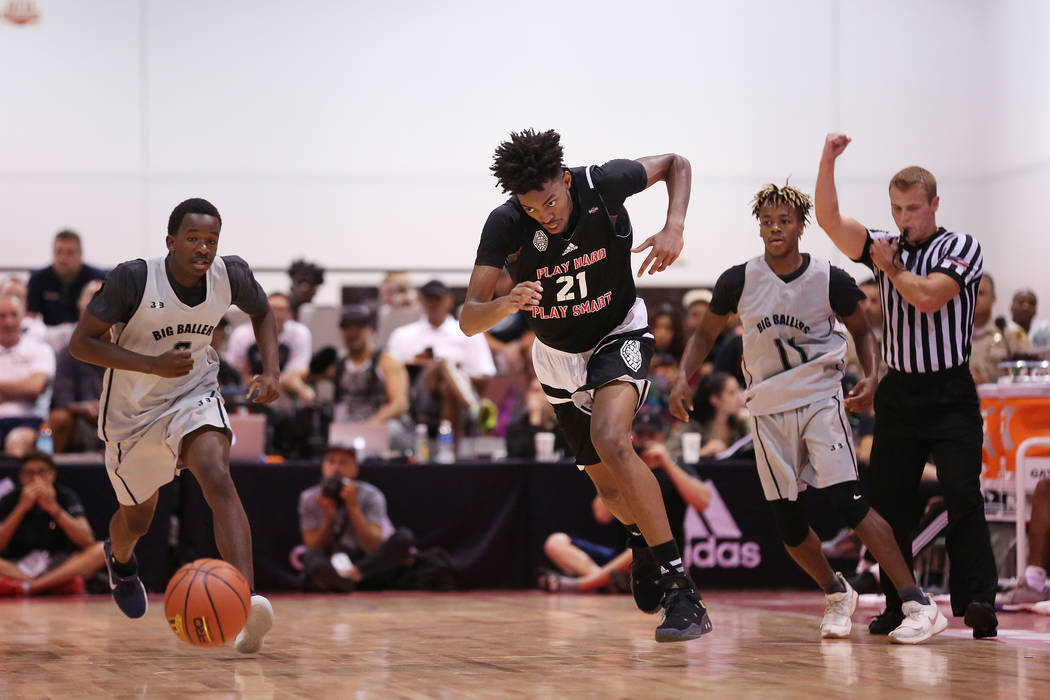 Play Hard Play Smart player Jordan Brown changes for the ball during an Adidas Summer Champi ...