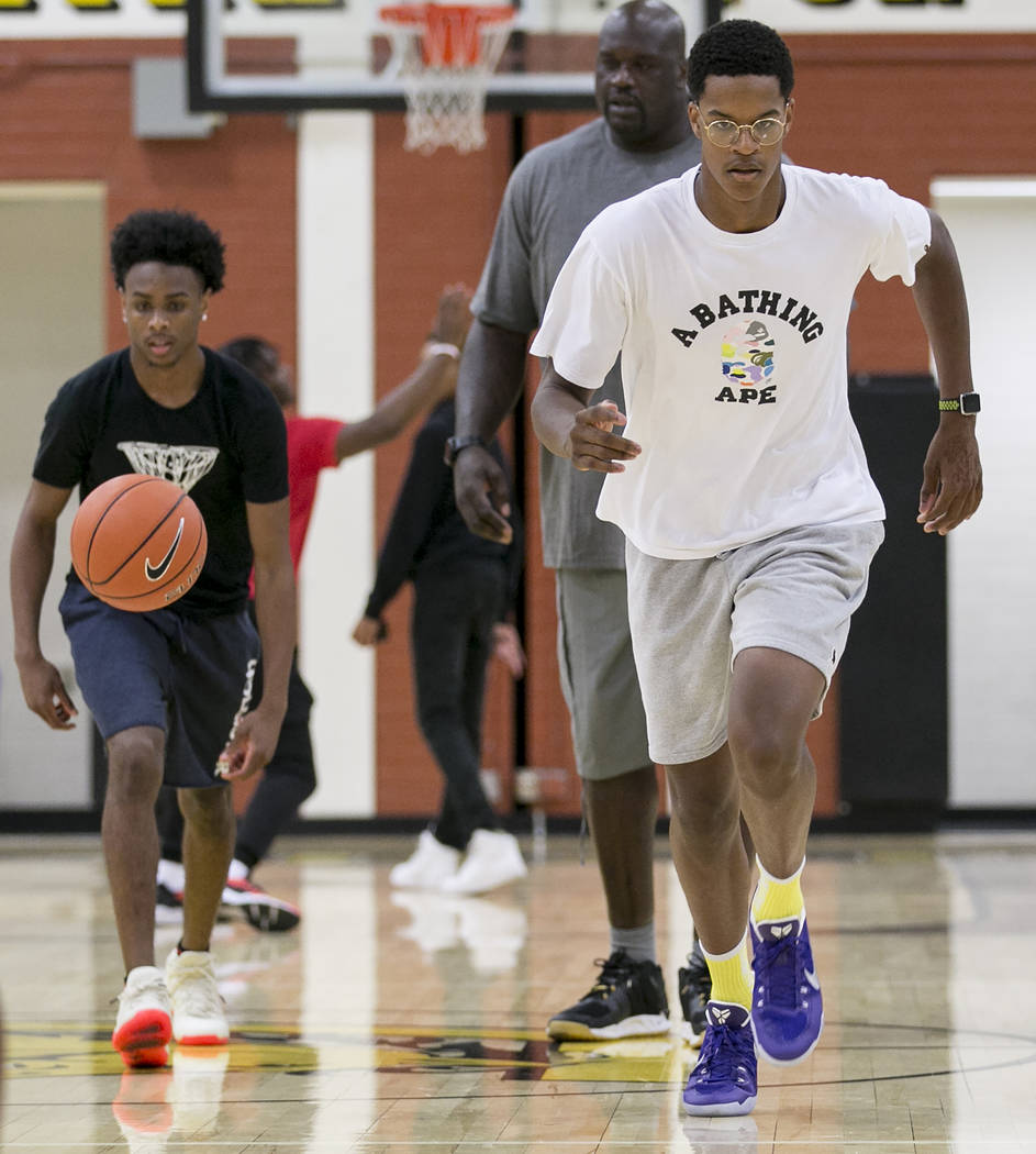 Cal Supreme player Shareef O’Neal, son of Shaquille O’Neal, practices at Ed...