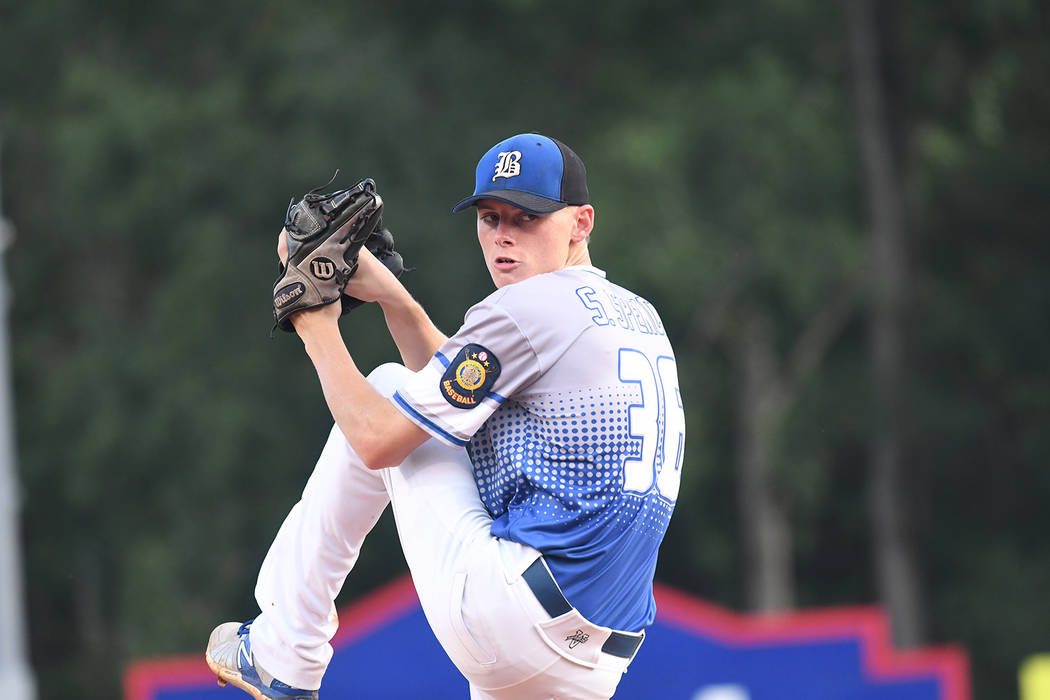 Starting pitcher Shane Spencer of Henderson, Nev., Post 40 got the win against Omaha, Neb., ...